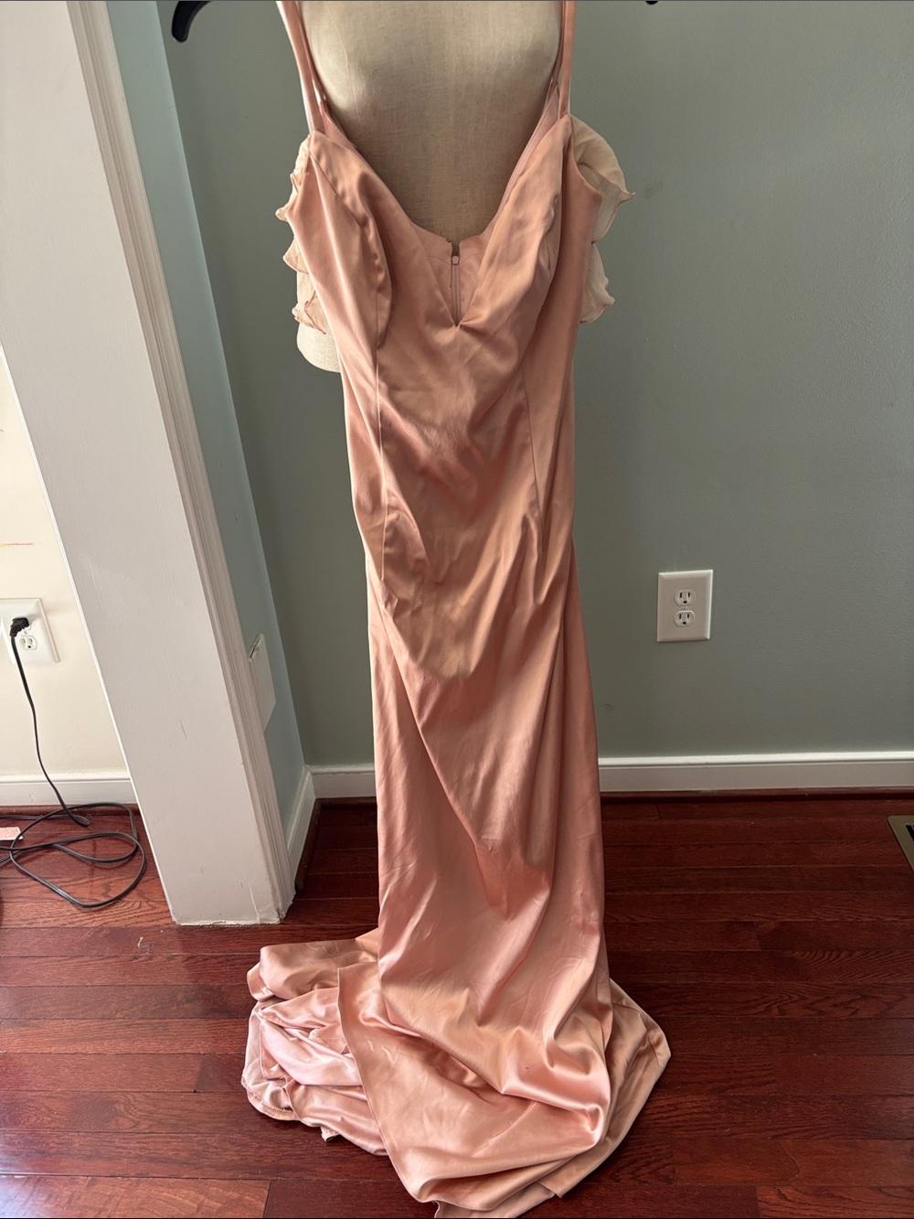 Sherri Hill backless train Satin Evening Gown dress bridesmaid blush pink 12